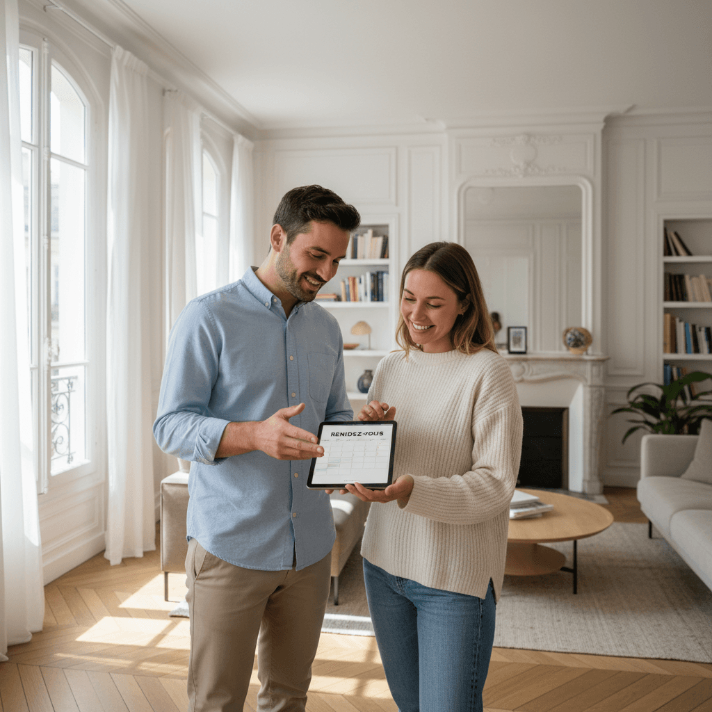 Two-person team scheduling and coordinating services with customer